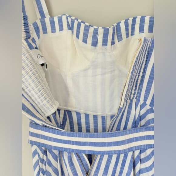 NEW Cara Cara Calypso Midi Dress Ivory Blue Striped Seersucker | US 6 UK 10 - Picture 12 of 14